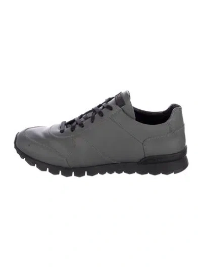 Pre-owned Kiton Leather Sneakers In Gray