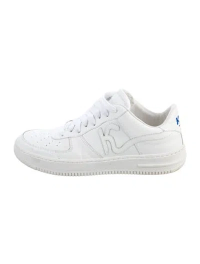 Pre-owned Kiton Leather Sneakers In Silver/white