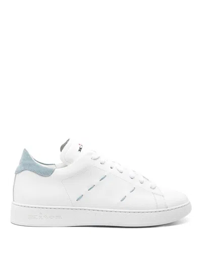Kiton Lace-up Leather Sneakers In White