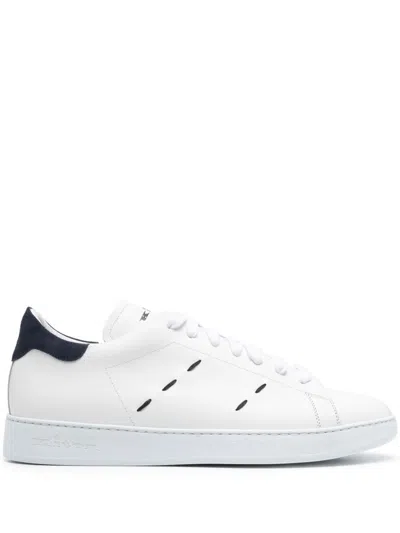 Kiton Sneakers In Bianco/blu Inchiostro