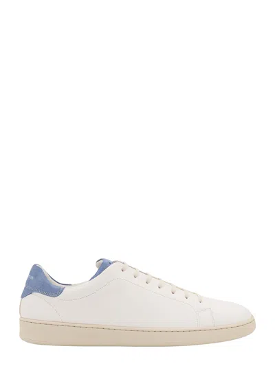 Kiton Leather Sneakers With Logo Engraving In Blue