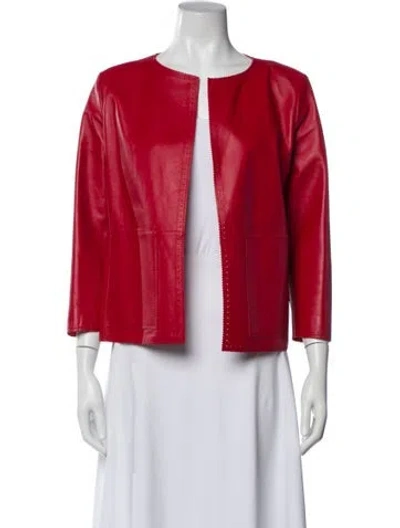 Pre-owned Kiton Leather Striped Evening Jacket In Red