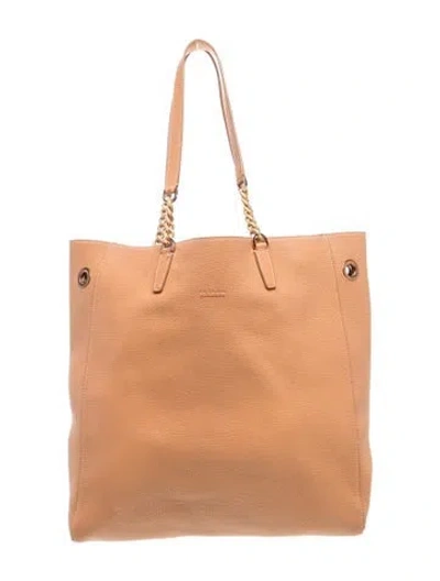Pre-owned Kiton Leather Tote In Orange