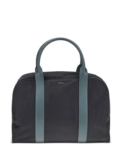 Kiton Leather-trim Holdall In Black