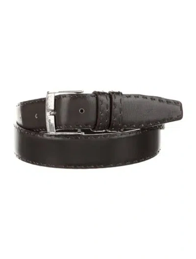 Pre-owned Kiton Leather Waist Belt In Brown