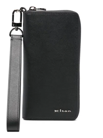 Kiton Ciro Paone Leather Wallet In Black