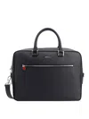 Kiton Logo Plaque Zipped Laptop Bag In Black