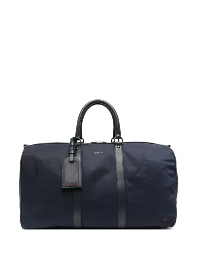 Kiton Leather-trim Luggage-tag Holdall In Blue