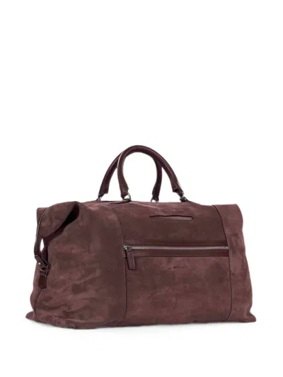 Kiton Leather-trim Suede Holdall In Purple