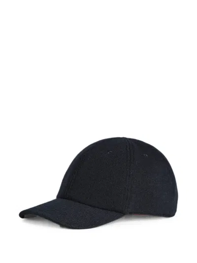 Kiton Leather-trimmed Cashmere-silk Baseball Cap In White