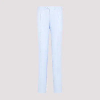 KITON LIGHT BLUE LINEN PANTS