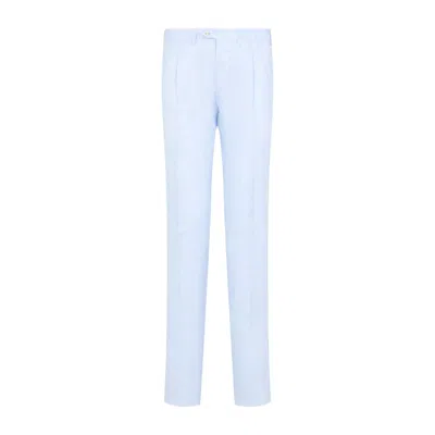 KITON KITON LIGHT BLUE LINEN PANTS