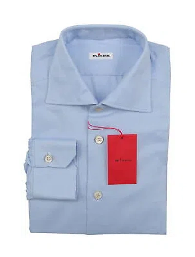 Pre-owned Kiton Light Blue Solid Cotton Shirt - Slim - (kt1182218)