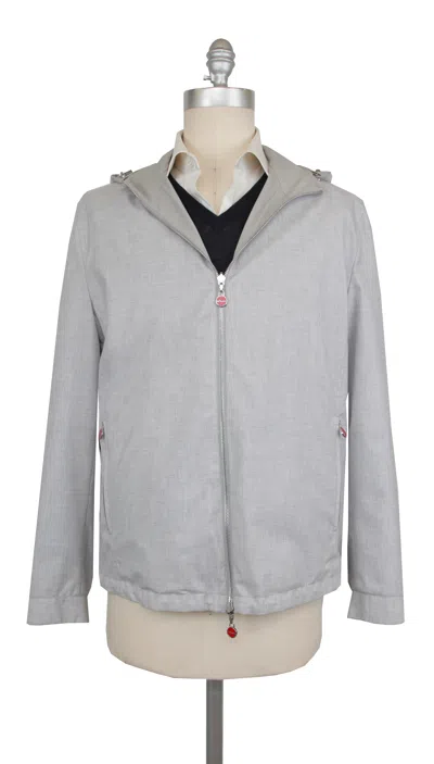 Pre-owned Kiton Light Gray Cashmere Melange Reversible Windbreaker - (kt222243)