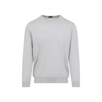 KITON KITON LIGHT GREY COTTON PULLOVER