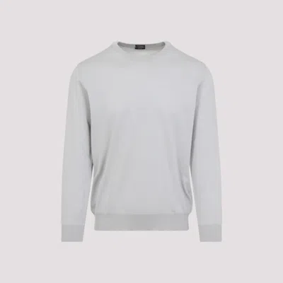 KITON LIGHT GREY LOGO SWEATER