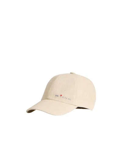 Kiton Linen Baseball Cap In Rope In Neutral