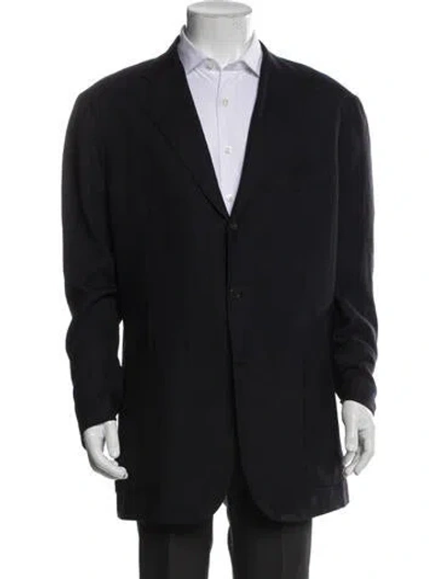 Pre-owned Kiton Linen Blazer In Blue