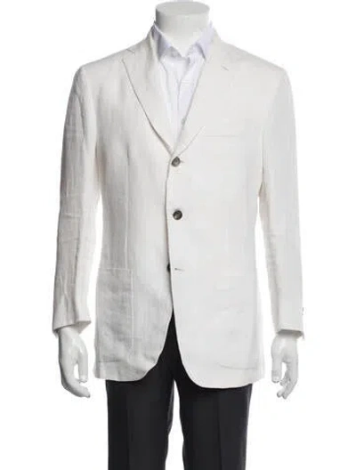 Pre-owned Kiton Linen Blazer In White