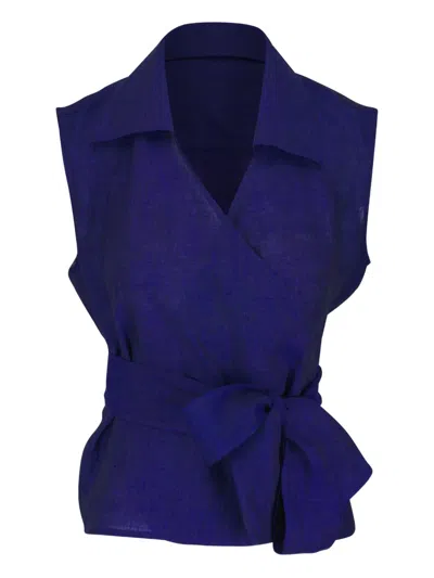 Kiton Linen Blouse In Blue