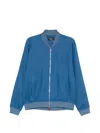 Kiton Linen Bomber Jacket In Blue