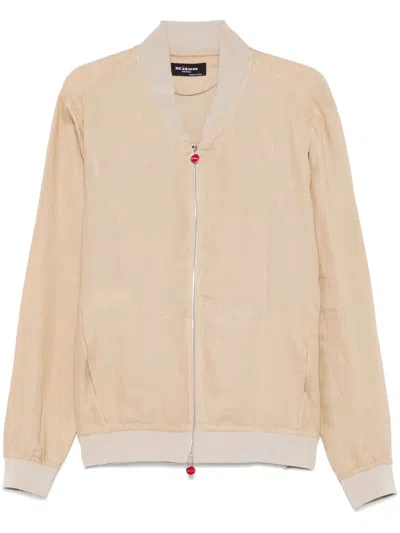 Kiton Linen Bomber Jacket In Neutrals