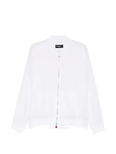 Kiton Linen Bomber Jacket In White