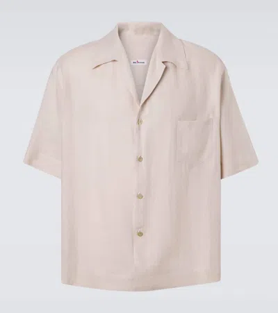 Kiton Linen Bowling Shirt In Pink