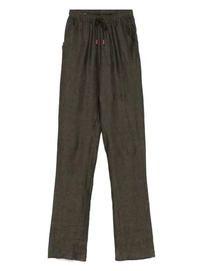 Kiton Linen Chinos In Green