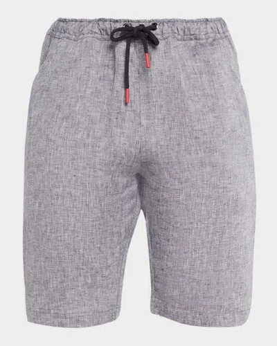 Kiton Linen Drawstring Mid-rise Shorts In Gray