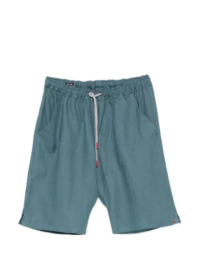 Kiton Linen Drawstring Shorts In Green