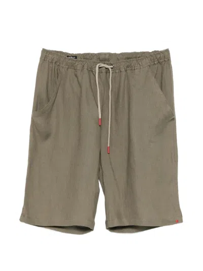 Kiton Linen Drawstring Shorts In Green