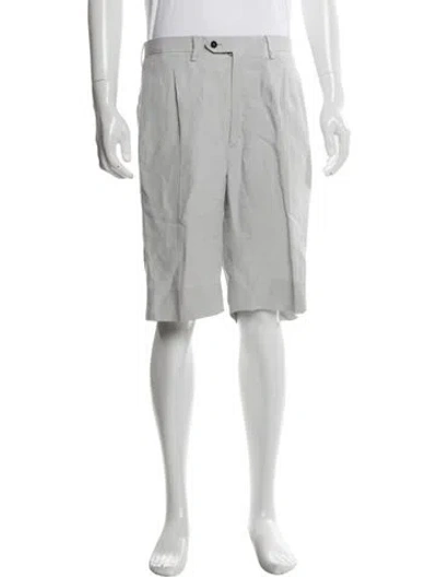 Pre-owned Kiton Linen Flat Front Shorts In Neutrals