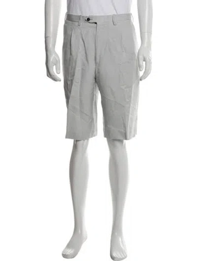 Pre-owned Kiton Linen Flat Front Shorts In Neutrals