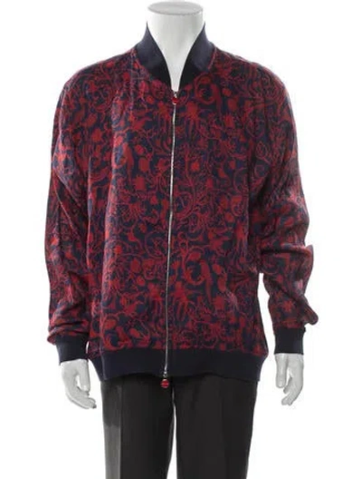 Pre-owned Kiton Linen Floral Print Bomber Jacket In Red