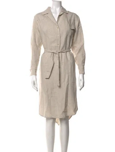 Pre-owned Kiton Linen Knee-length Dress In Neutrals