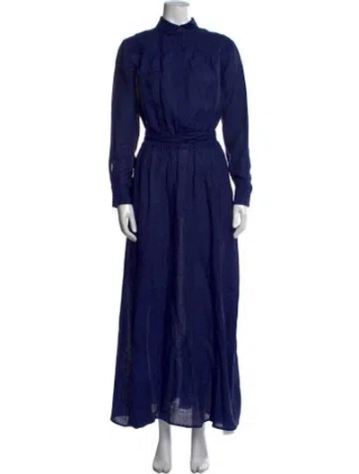 Pre-owned Kiton Linen Long Dress In Blue