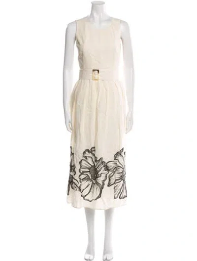 Pre-owned Kiton Linen Long Dress In Neutral