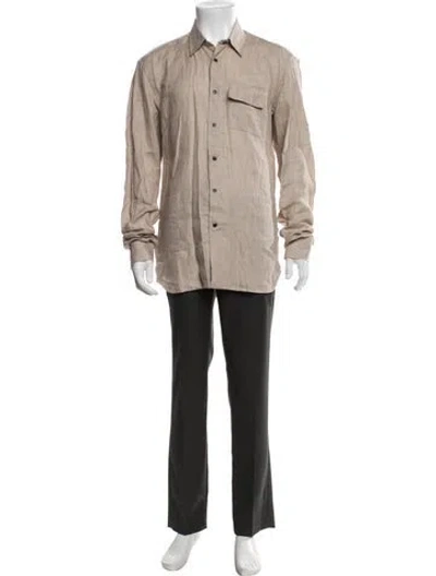 Pre-owned Kiton Linen Long Sleeve Shirt In Neutrals