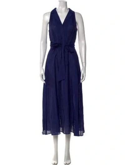 Pre-owned Kiton Linen Midi Length Dress In Blue