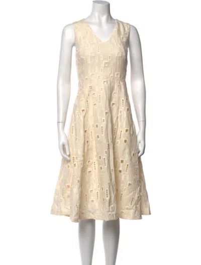 Pre-owned Kiton Linen Midi Length Dress In Neutrals