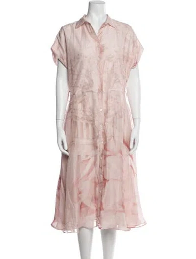 Pre-owned Kiton Linen Midi Length Dress In Pink