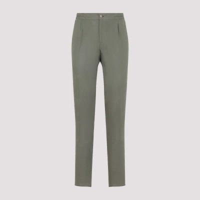 Kiton Essential Linen Pants In Green
