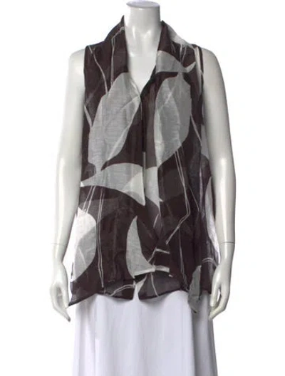 Pre-owned Kiton Linen Printed Top In Brown