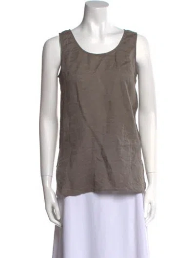 Pre-owned Kiton Linen Scoop Neck Top In Brown