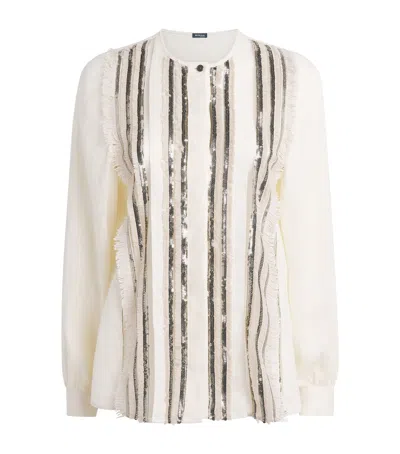 Kiton Linen Sequinned Shirt In Multi