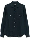 Kiton Collared Shirt With Pockets And Long Sleeves In 蓝色