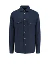 Kiton Collared Shirt With Pockets And Long Sleeves In Blue