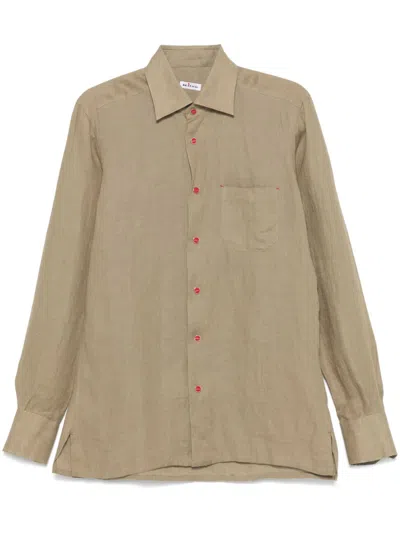 Kiton Linen Shirt In Brown