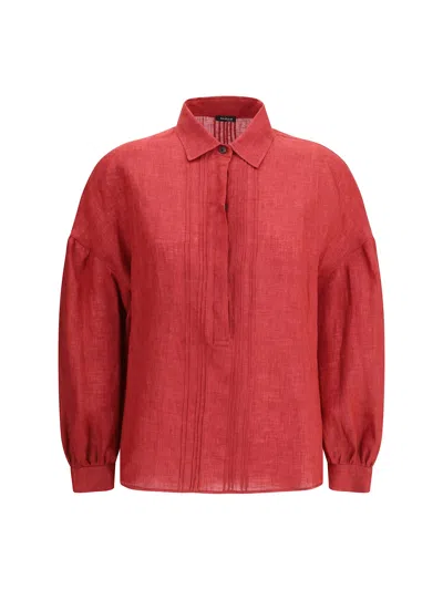 Kiton Linen Shirt In Red